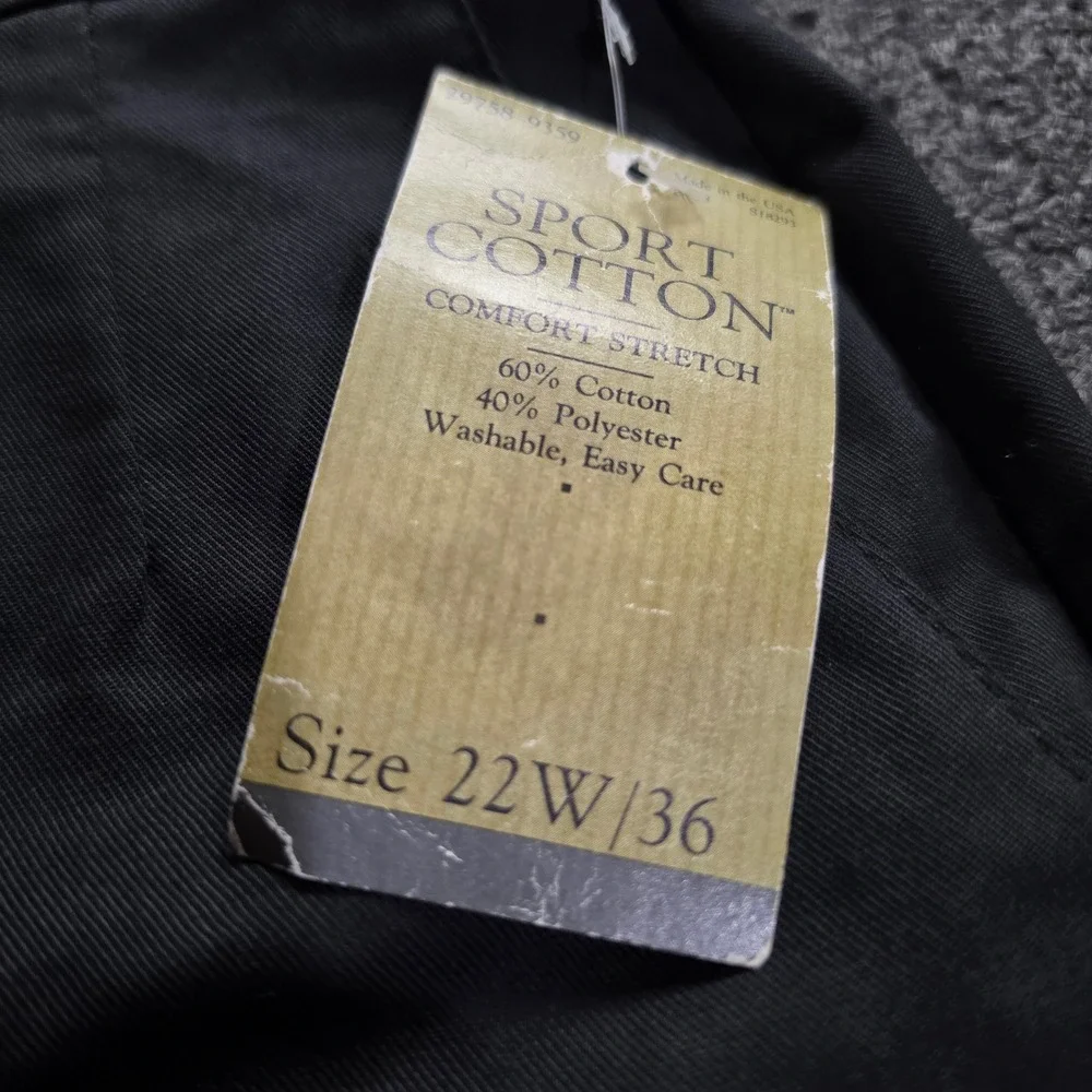 Vintage Levis Sportswear Trousers Mens 22W/36 Black Sport Hidden Fit USA Made